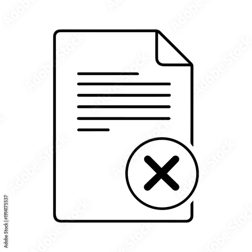 Document with a cross line icon vector on a white background
Vector line icon on a white background