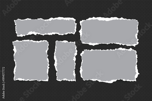 Realistic Torn White Paper Texture with Ripped Edges on Transparent Background