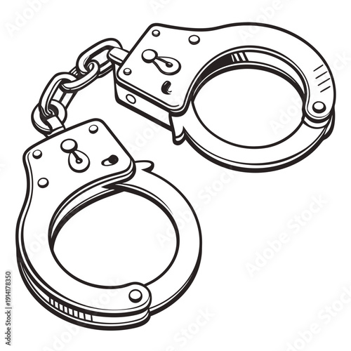 Black and white of handcuffs police law enforcement