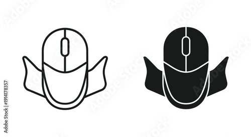 Minimalist computer mouse icons in black and white style with copy space