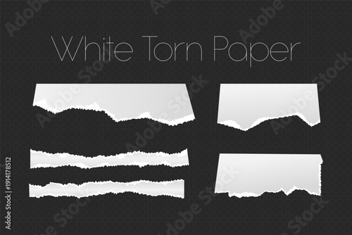 Realistic Torn White Paper Texture with Ripped Edges on Transparent Background