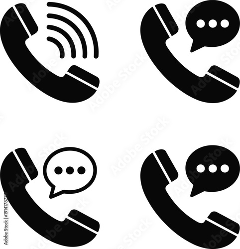 Vector, Illustration, Set, of, Phone, Call, and, Message, Icons, for, Contact, Us, Communication, Identity, Branding, Customer, Service, Support, and, Graphic, Design, Projects