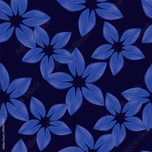 Floral seamless pattern with flowers in watercolor on black background. Design for print, wallpaper, textile.