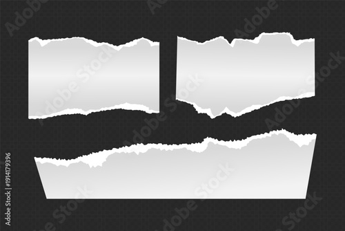 Realistic Torn White Paper Texture with Ripped Edges on Transparent Background