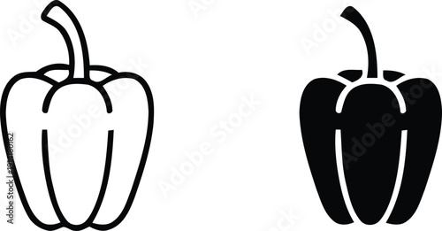 A simple illustration of two bell peppers in different colors