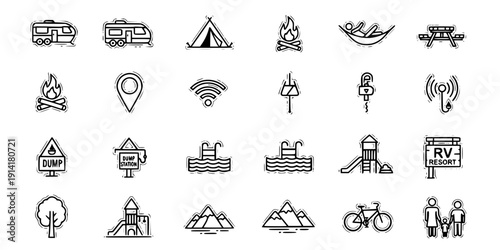 RV Resort Lifestyle Silhouette Set