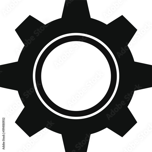 Industrial gear wheel icon for engineering mechanics machinery and technical settings representing progress and industry
