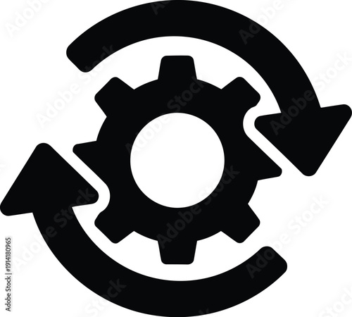 Update process icon. workflow vector isolated symbol. gear with arrows in circular motion for refresh or reload