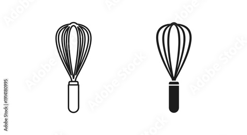 Simple black and white whisk illustrations for cooking and baking