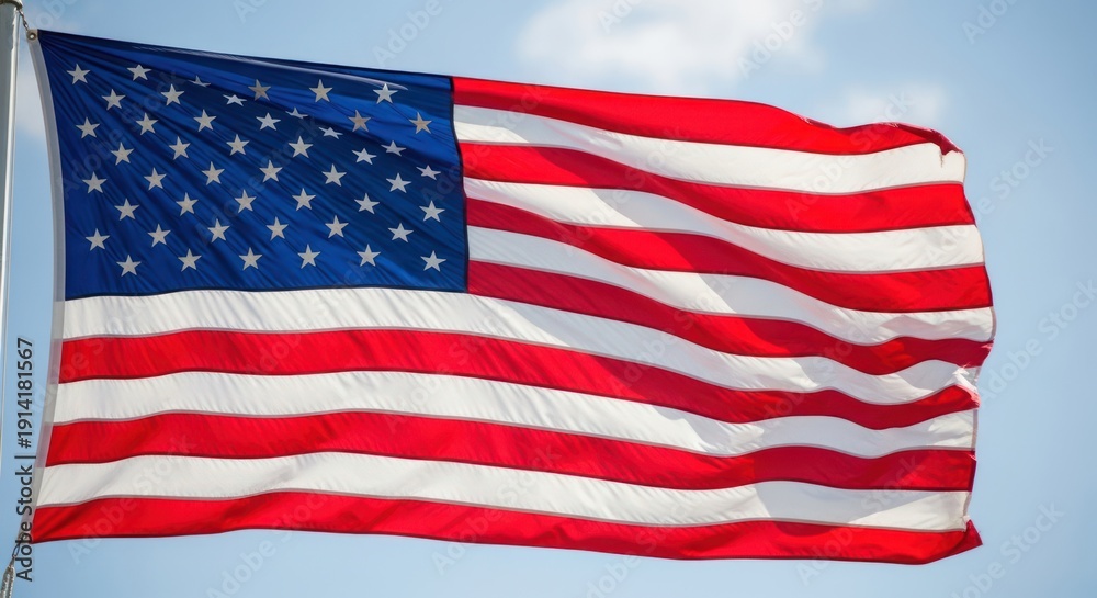 Fototapeta premium American Flag Waving Freely.