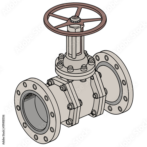 Industrial gate valve with wheel handle pipeline