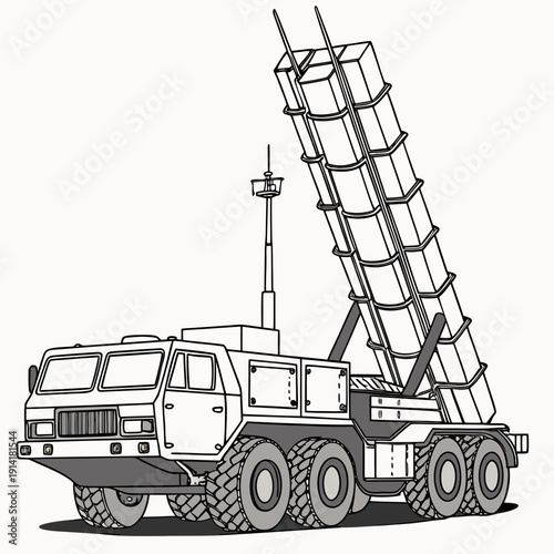 Mobile missile launcher truck with raised missile system