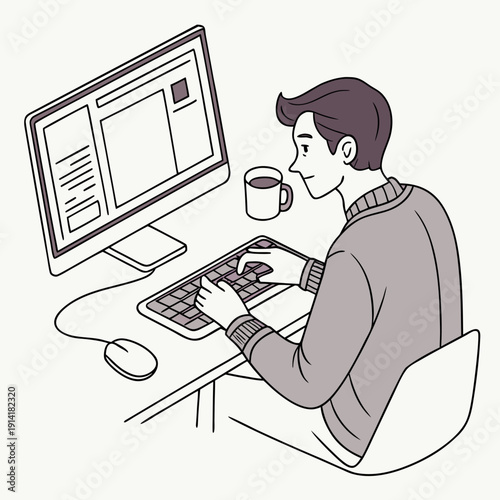 Person editing digital images on a computer featuring a clean, empty screen, representing graphic design and photo manipulation.