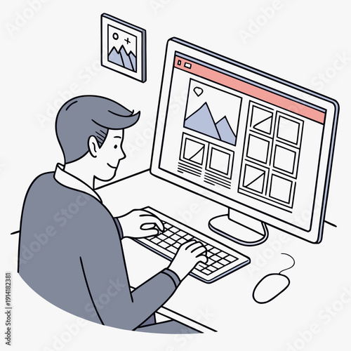 Professional editing images on a desktop computer with a standard interface, showcasing the meticulous nature of digital photo refinement.