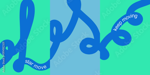 Abstract blue swirls on green background art