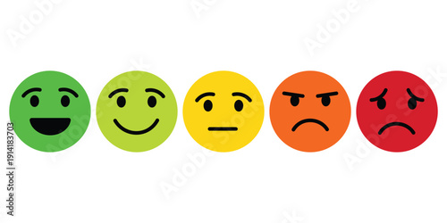 Colorful emoji expressions for communication and reviews
