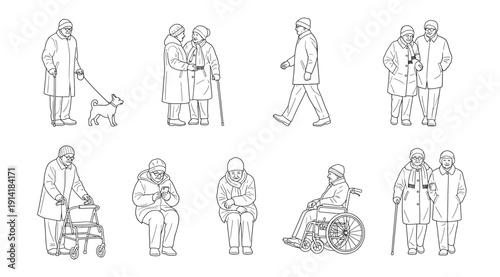 A group of people sitting and standing in different positions