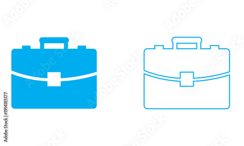 Briefcase Icon Set Vector Illustration. Simple briefcase icons in outline and solid styles on light background, ideal for business, office, and corporate design use.

