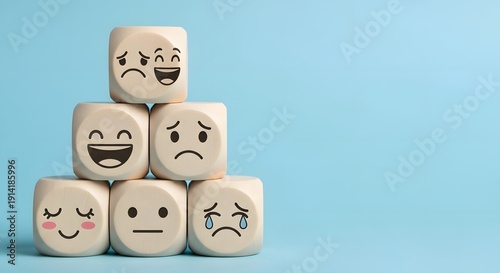 Customer Rating Feedback Satisfaction Survey Wooden Blocks Emoji