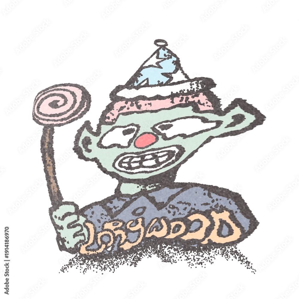 Obraz premium Creepy Cool Party Kid - Lorywood Lollipop Art