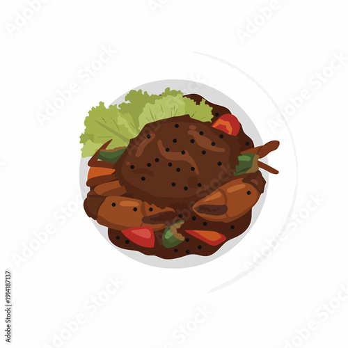 A delicious meal featuring roasted meat and fresh vegetables on a clean white plate viewed from directly above.