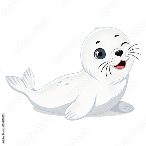 A charming cartoon seal with a joyful expression, perfect for kids' content or educational materials