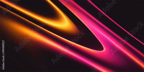 An abstract motion design featuring a glowing neon sign and wavy light patterns creates a dark energy texture with vibrant blue and orange rays in a looping animation wallpaper