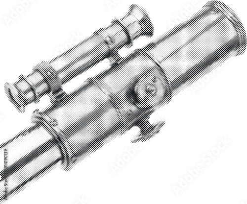 vintage element artistic asset dot texture visual graphic telescope spyglass