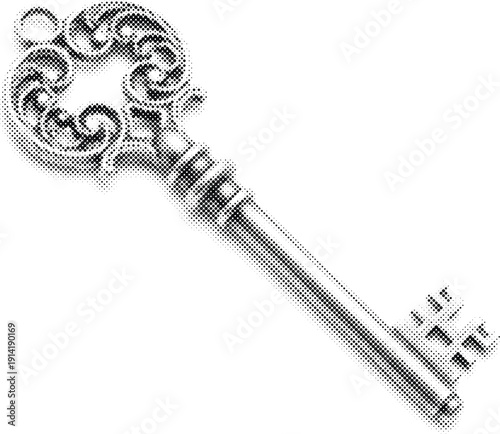 Tableau sur toile vector asset black white engraved artwork print material vintage skeleton key