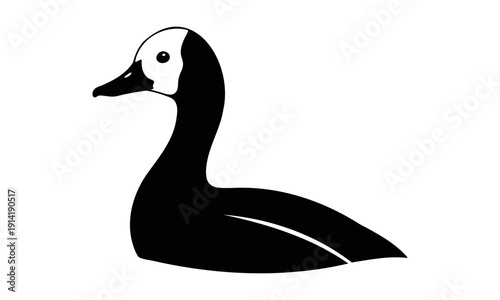 White-Faced Whistling Duck Silhouette Side View – Exotic Bird Vector