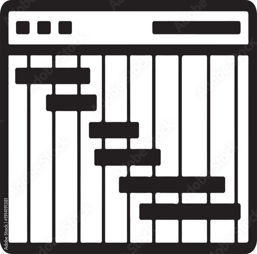 Project Management Gantt Chart Icon in Web Browser for Planning and Scheduling