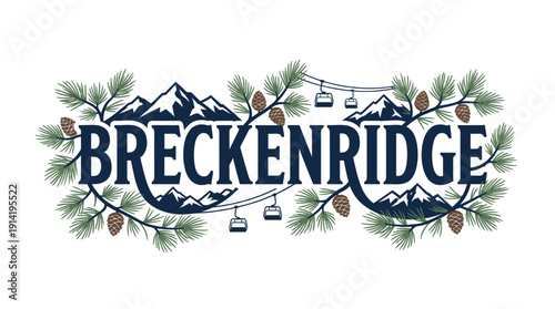 Breckenridge Colorado mountain resort souvenir vector illustration