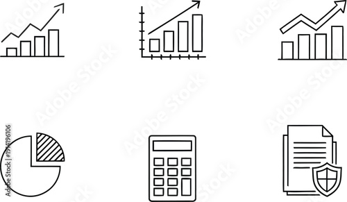 A collection of financial icons for business and investment analysis