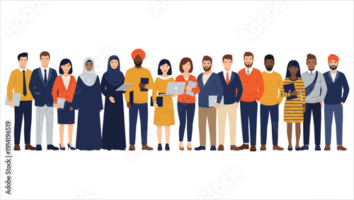 Multiethnic group of people.