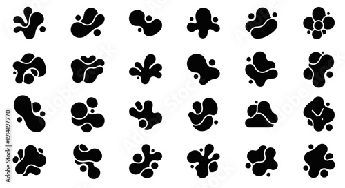 Abstract blob shapes set. Organic liquid forms.