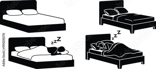 Four different sleeping positions in black and white