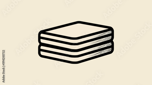 Hand Drawn Stack of Folded Laundry Icon. Doodle Style Vector Illustration of Clothes, Towels, or Paper for Design Elements.