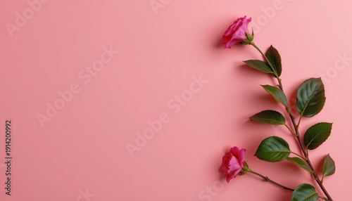 Beautiful Pink Roses on Soft Pink Background, Perfect for Floral Designs and Romantic Themes