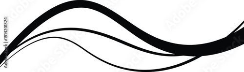 Black Waves on White Background