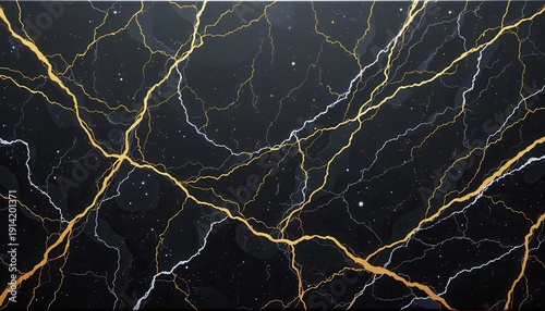 Elegant black marble background with golden and white veining, perfect for modern design and stylish projects