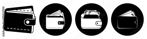 Set of four modern black retro cameras isolated on white background vector illustration design