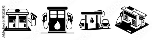 Electric vehicle charging stations set flat design icons isolated vector illustration modern eco transport infrastructure