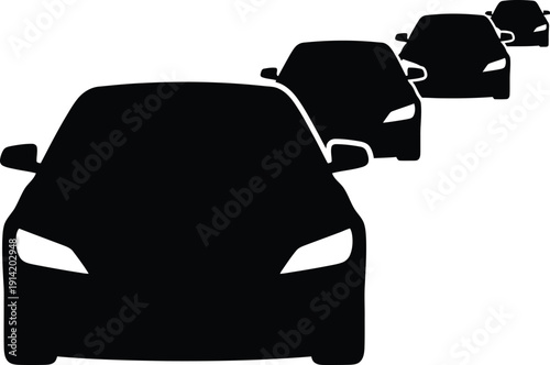 Black Cars Driving on Road Silhouette