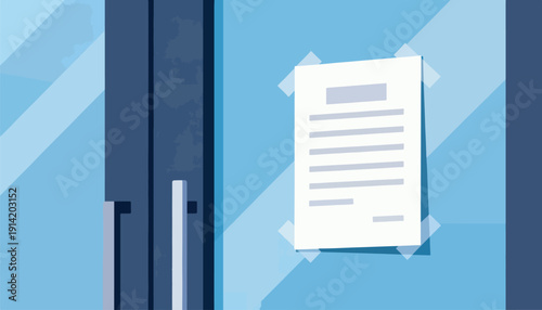 A simple notification is taped to a glass door