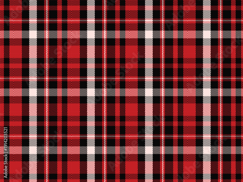 Red Black White Tartan Plaid Seamless Checkered Fabric Pattern Design