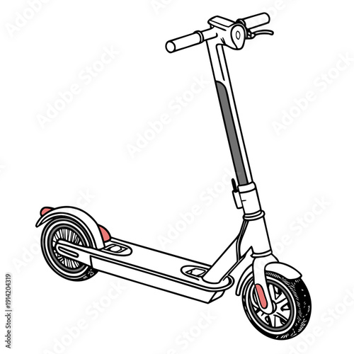 Electric scooter with red accents on white background 1