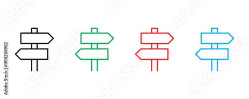 Directional signpost icon vector. Navigation symbol for crossroads, road guide, and outdoor pathfinding set. Vector Illustration.