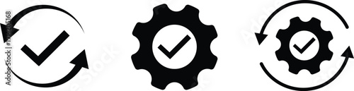 Vector illustration gear refresh and sync process icons on isolated transparent background 