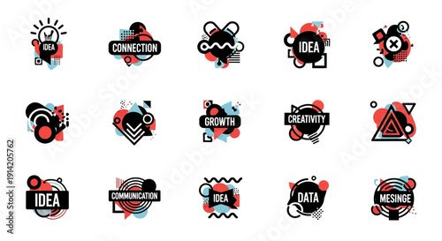 Abstract Business Concepts Set: Idea, Growth, Data