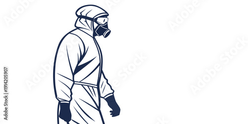 A healthcare worker in full personal protective equipment walking down a hallway.